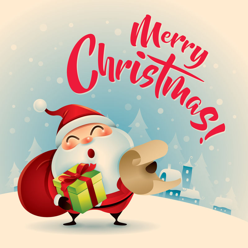 圣诞快乐！老式圣诞贺卡