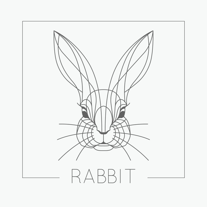 抽象兔头标志图案，线条优雅