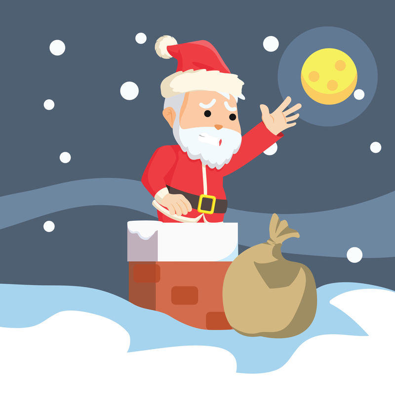 圣诞老人困在烟囱插图设计中