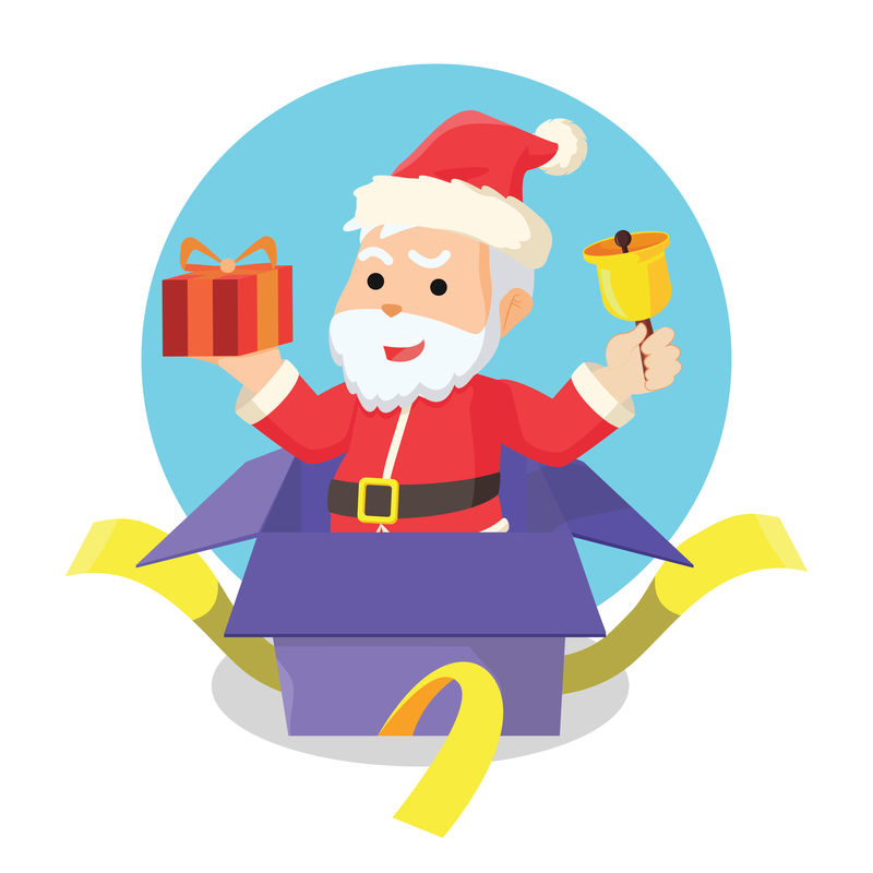 圣诞老人从圣诞礼盒里出来