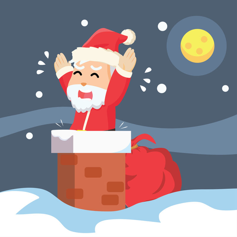 圣诞老人困在烟囱里