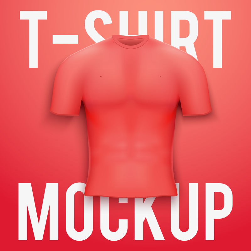 背景是红色T恤。产品模型。