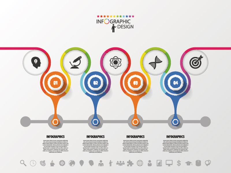 时间线信息图形设计模板-彩色矢量图