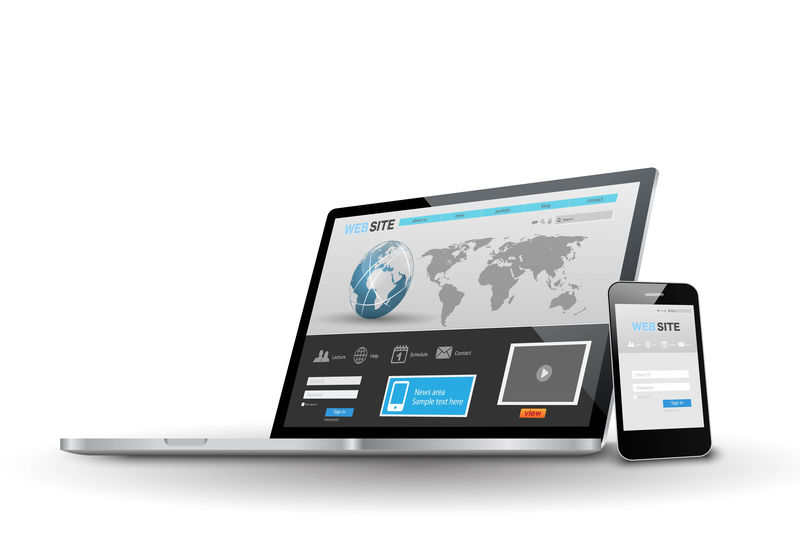 笔记本电脑和智能手机-具有响应式网络