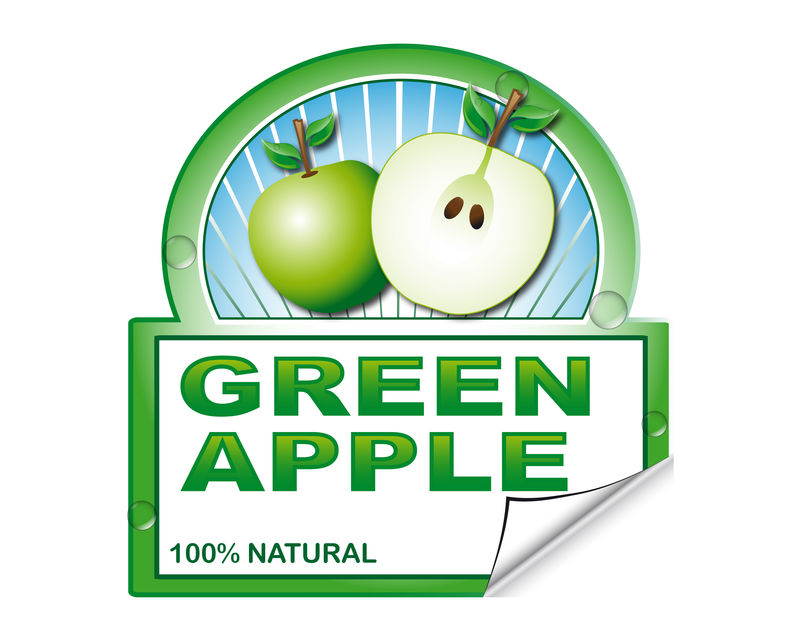 市场用青苹果抽象标签