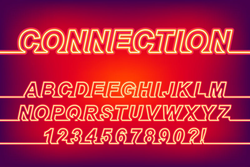 119889霓虹灯连接单线字体