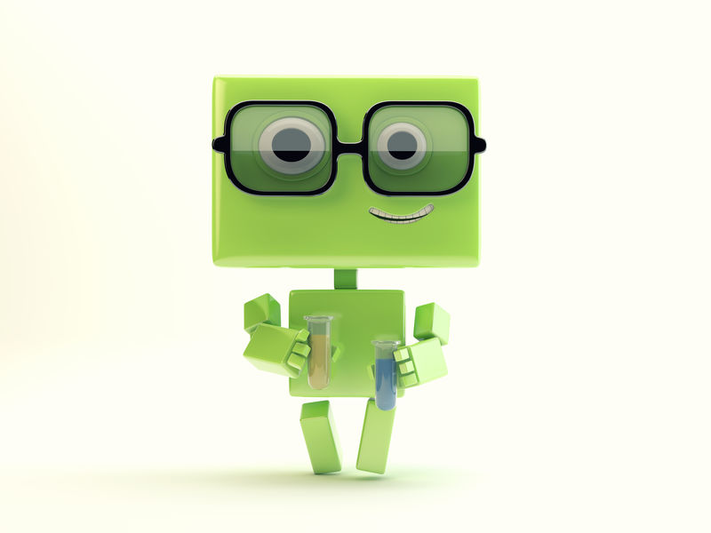 微笑可爱的机器人玩具-科学家管/机器人化学家