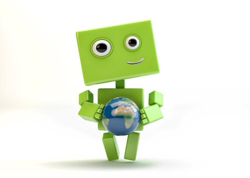 可爱的机器人-带球形球/绿色机器人-带球形球