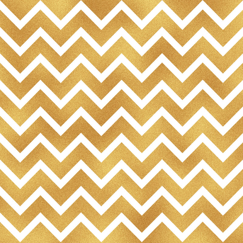 金色之字形图案-金色金属抽象图案-白色背景上的金色之字形图案