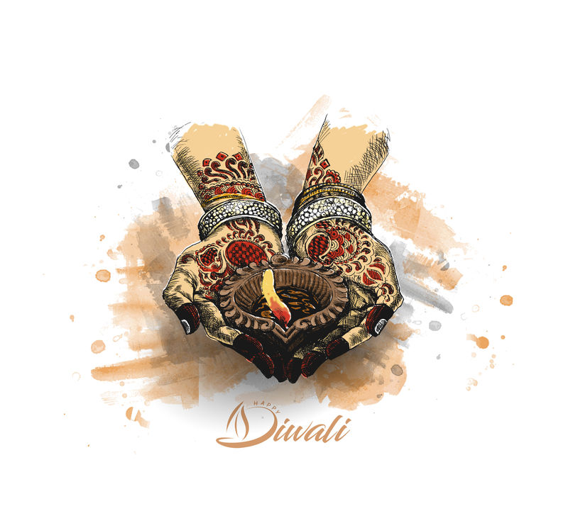 手持印度油灯-迪雅，排灯节