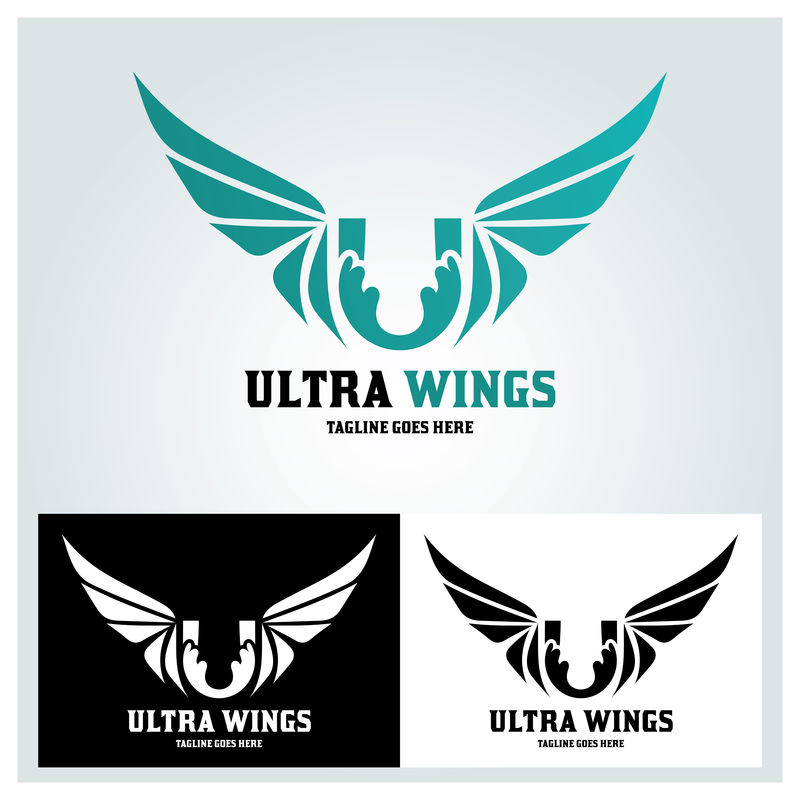 字母U标志设计元素-翅膀标志-消防标志-矢量图