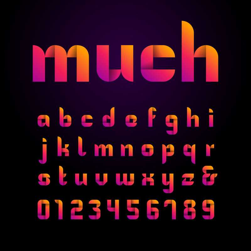 功能区字体。带拉丁字母和数字的矢量字母表。