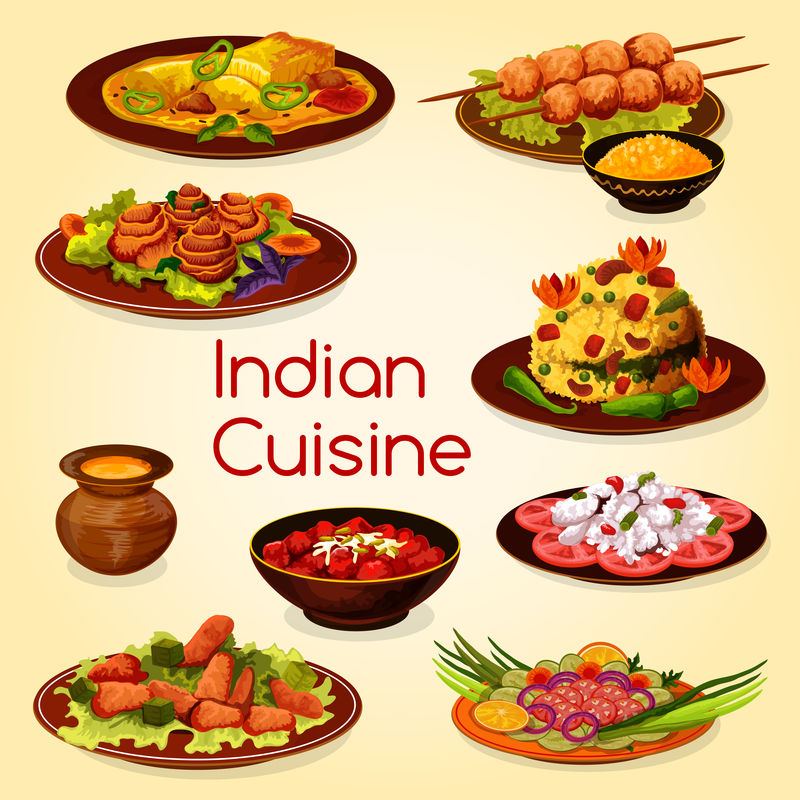 印度菜，配肉类和蔬菜