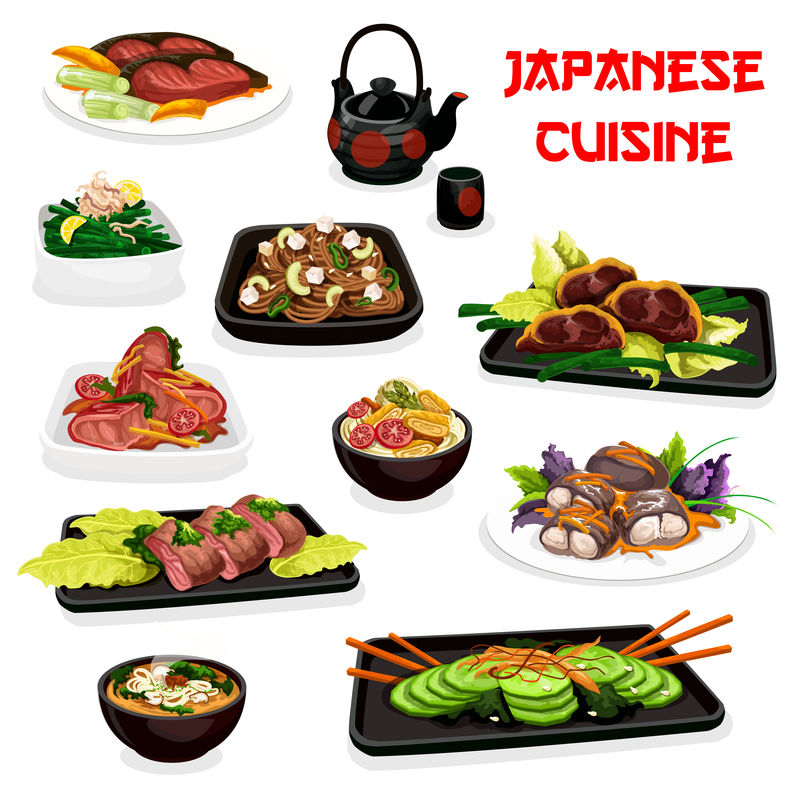 日本料理菜肴、肉和鱼