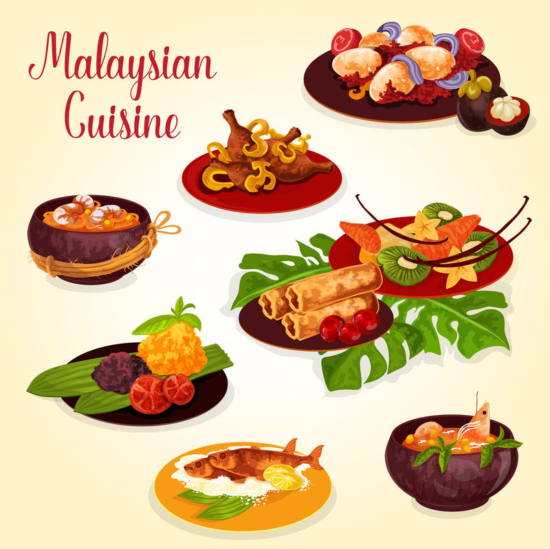马来西亚美食图标与印尼美食