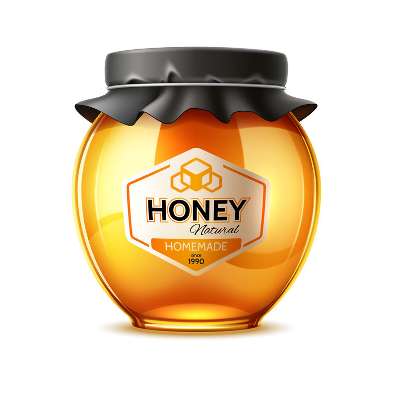 矢量美味蜂蜜杯盖
