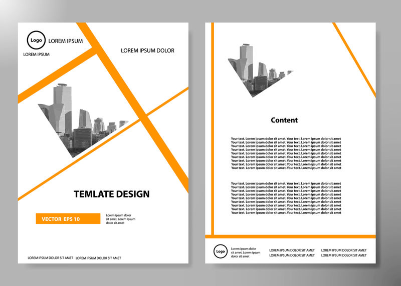 最小传单报告商业杂志海报布局组合模板。小册子设计模板矢量。封面中的方形布局组合展示海报。A4小册子布局上的城市设计。