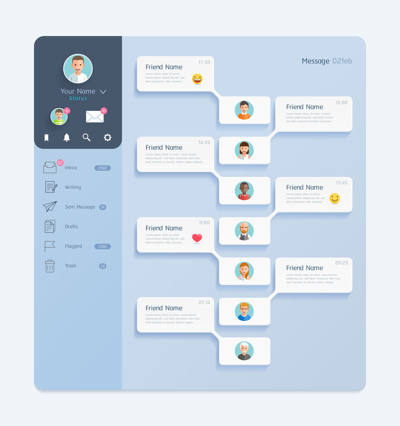 带有对话窗口背景手机的Messenger聊天界面