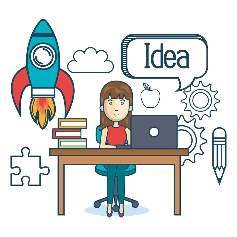 教育在线女性办公桌笔记本电脑