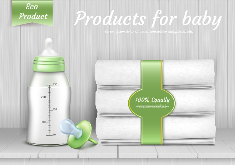 婴儿护理附件矢量集