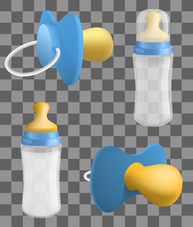 奶嘴图标集，逼真风格