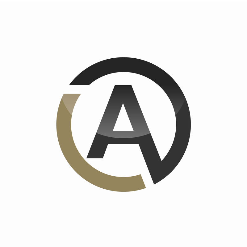 首字母标志AO、OA、O和大写黑色矢量模板白色背景