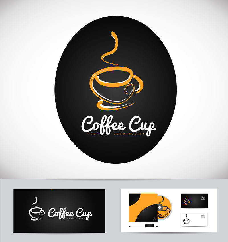 热咖啡杯标志设计