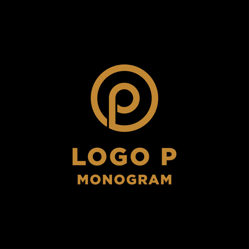 奢华首字母P标志设计矢量图标元素隔离
