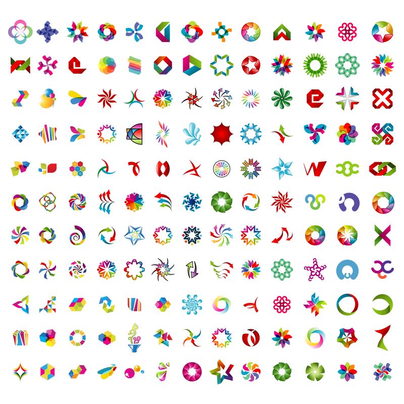 抽象标志设计矢量元素集彩色