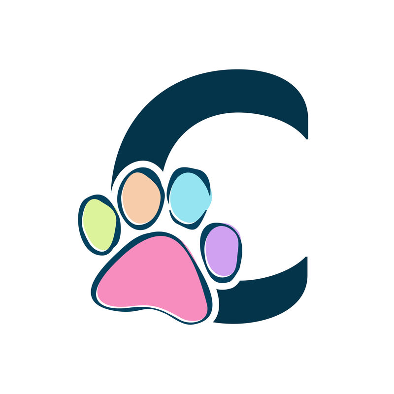 简单,干净,有趣的标志设计爪与字母c结合