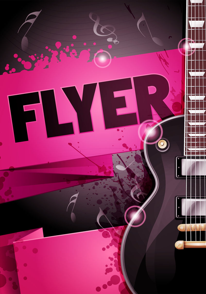 吉他矢量摇滚节展翅设计模板