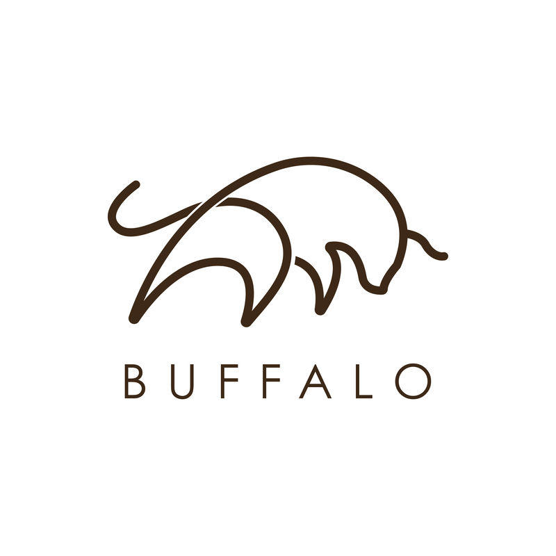 简单优雅的单线布法罗标志设计。