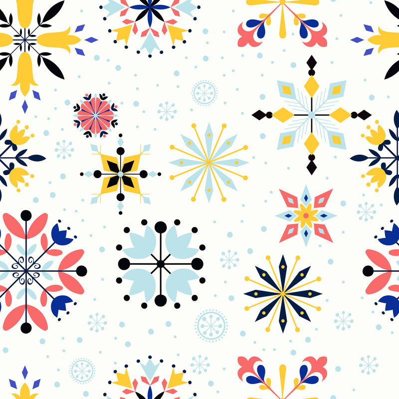 1576花朵雪花无缝图案