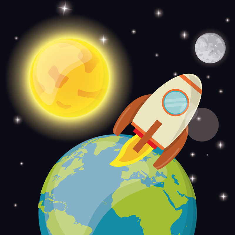 火箭发射地球行星太阳