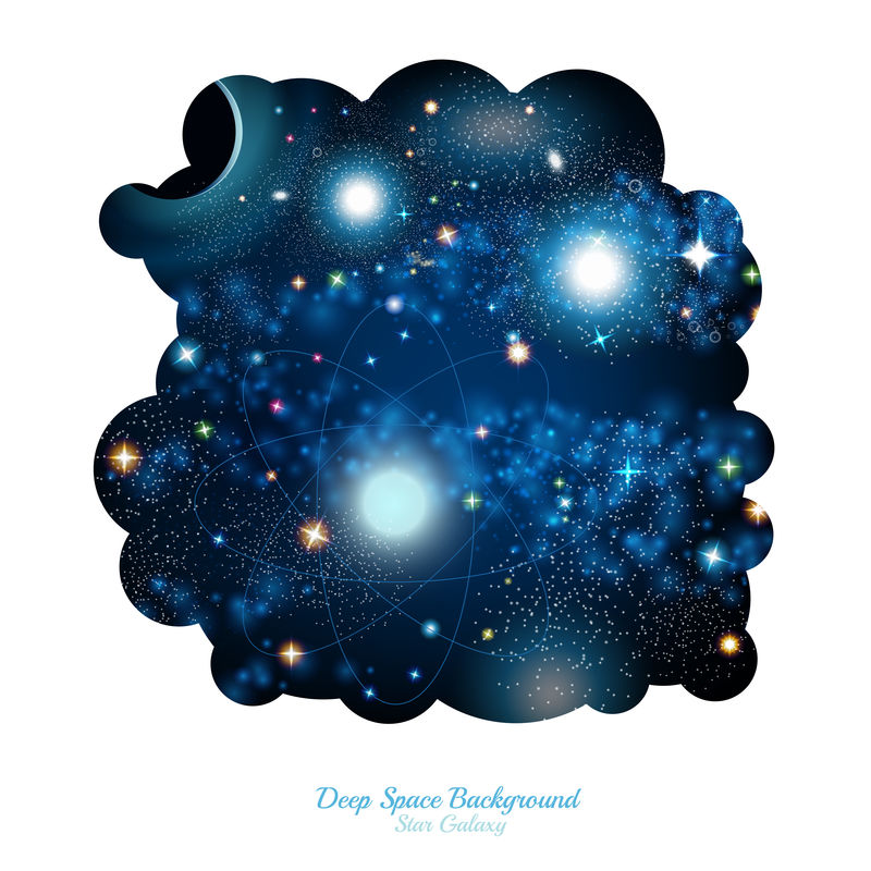 在白色背景上有空间和星空的洞