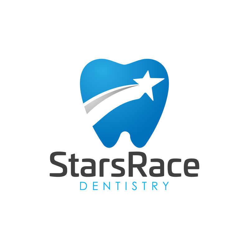 现代优雅的星星牙科标志。