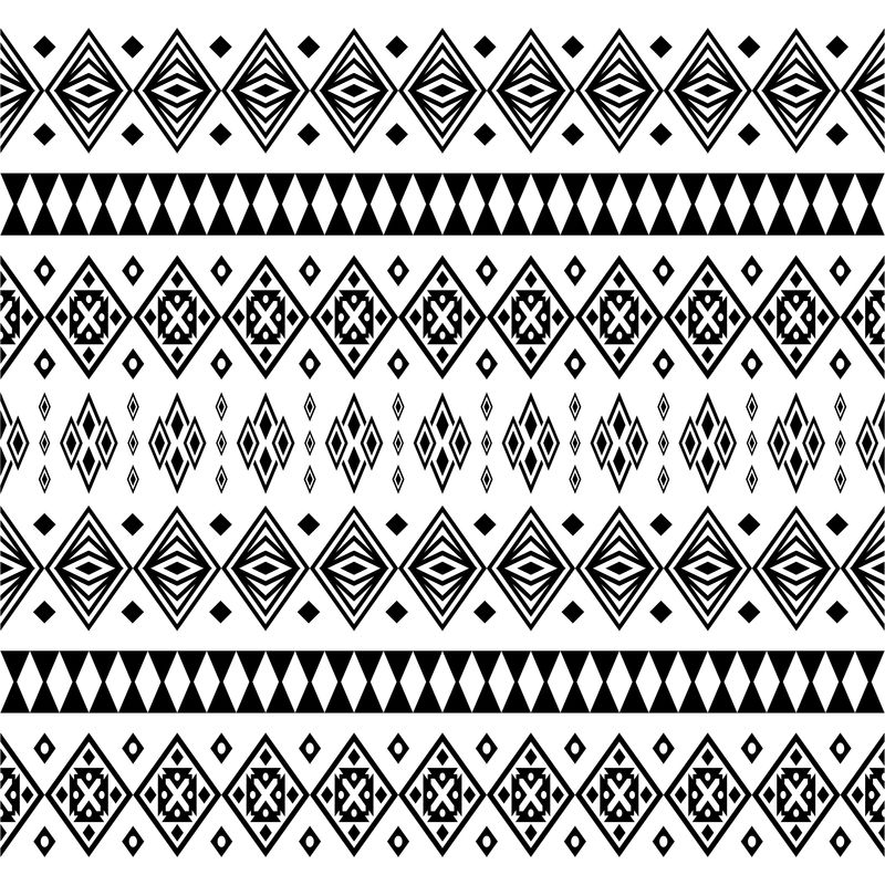 Ikat Aztec设计-无缝图案瓷砖矢量图