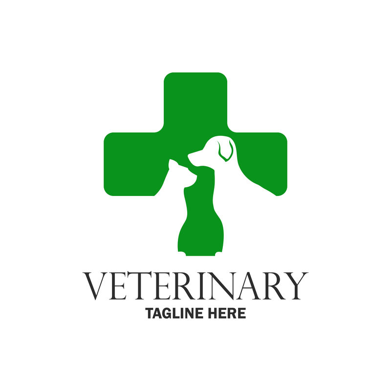 带有文字空间的兽医标识-用于您的口号/标语、矢量插图