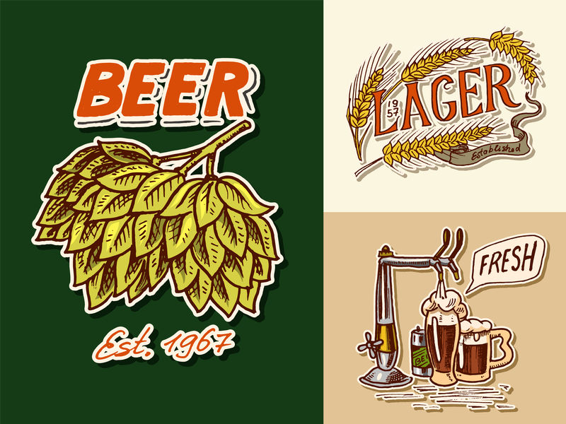 矢量啤酒标签贴纸