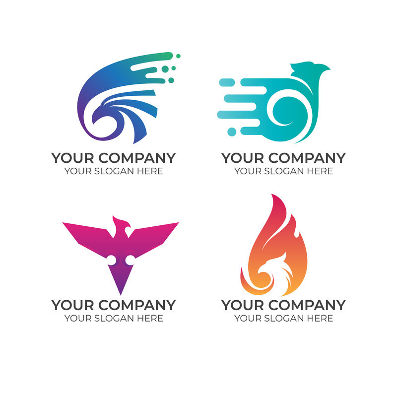 Eagle Business logo系列-白色背景-极简概念设计矢量模板