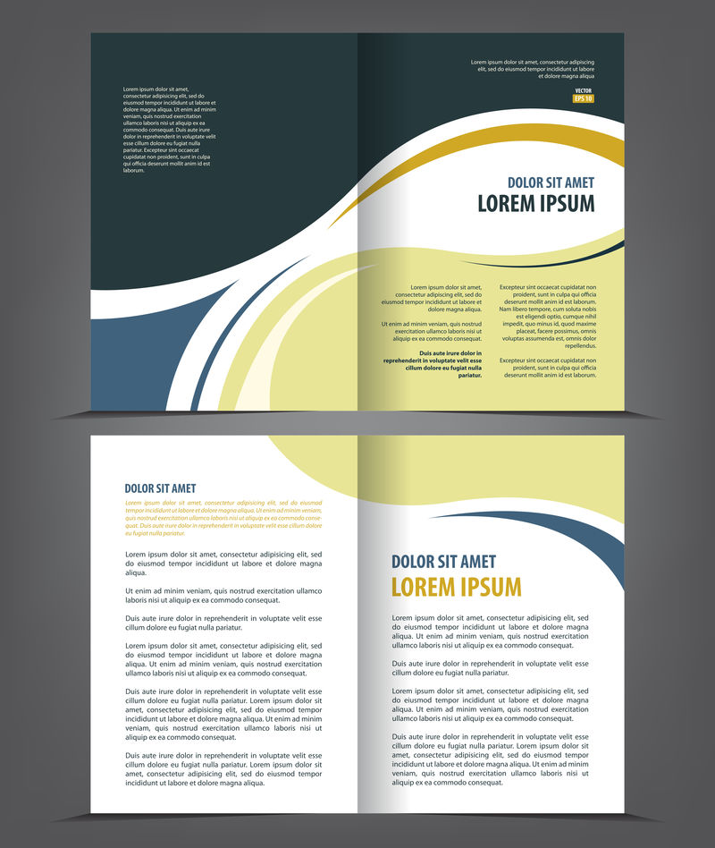 矢量空双折小册子打印模板设计-通讯小册子布局