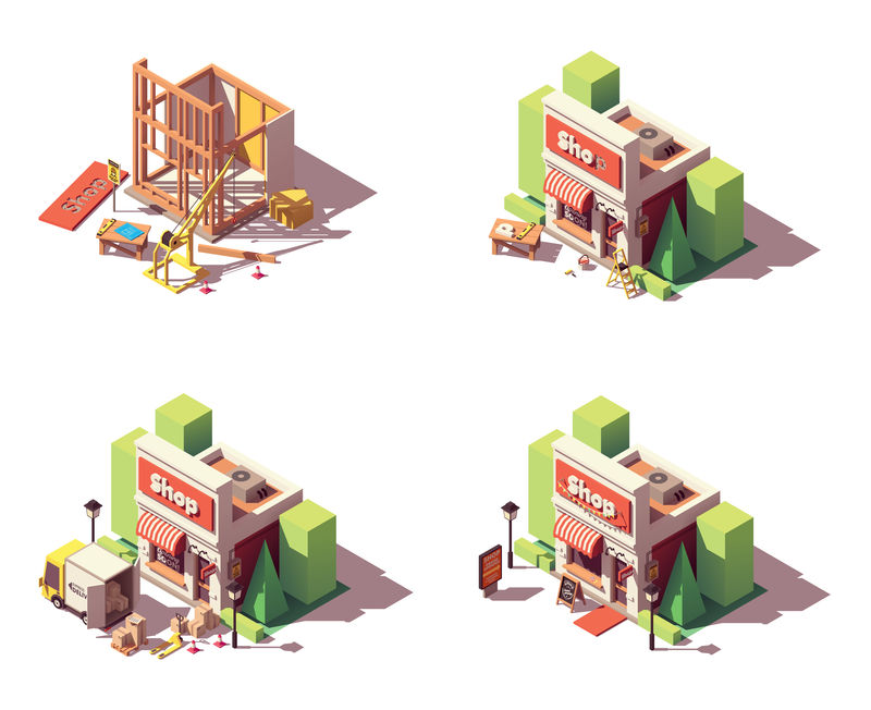 矢量店开业图标集