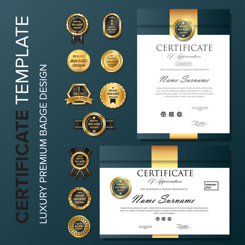 带徽章的专业证书设计