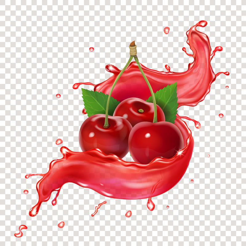 樱桃浆果溅汁写实矢量幻象