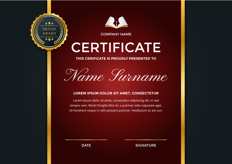 现代精品企业绩效证书及带标识的鉴赏模板