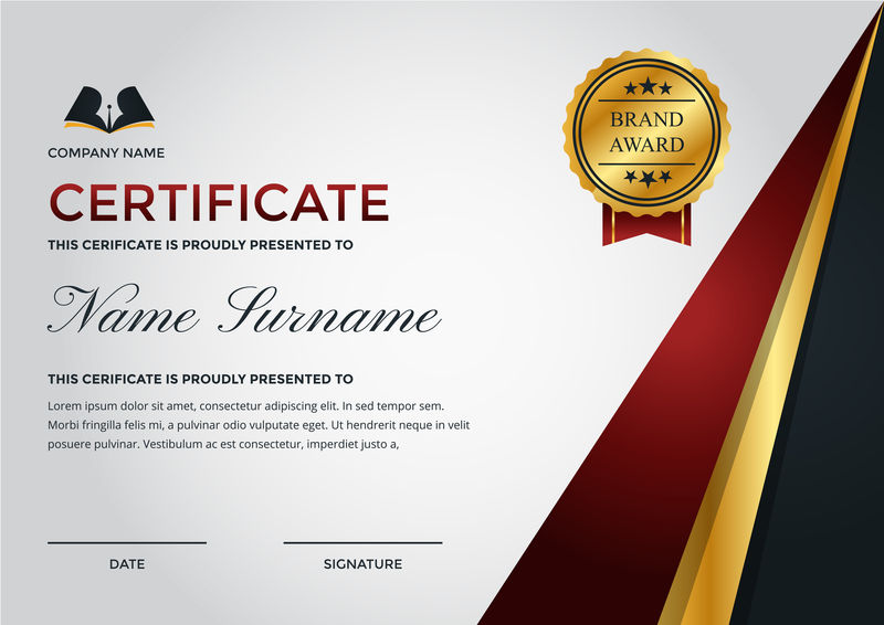 现代精品企业绩效证书及带标识的鉴赏模板