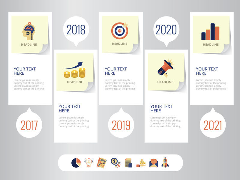 带有图标集的时间线信息图形