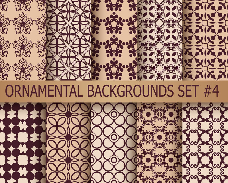 无缝装饰图案的集合。设计模板