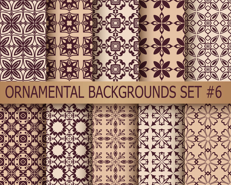 无缝装饰图案的集合。设计模板