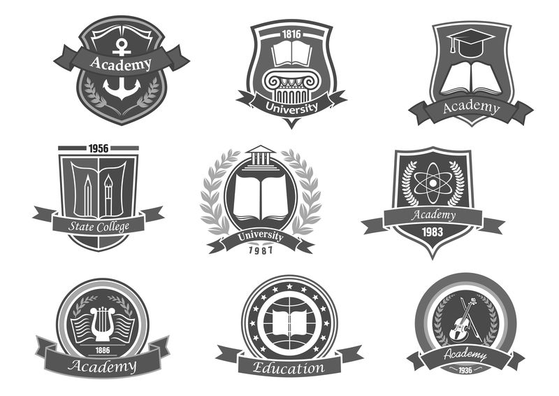 学院或大学矢量图标或标志集